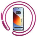 Funda Colgante Transparente para Xiaomi Redmi A7 Pro con Cordon Rosa Fucsia
