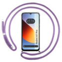 Funda Colgante Transparente para Xiaomi Redmi A7 Pro con Cordon Morado