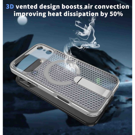 Funda para iPhone 14 (6.1) con Disipación de Calor, Soporte Plegable y Anillo Magnético