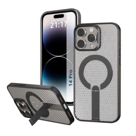 Funda para iPhone 14 Pro (6.1) con Disipación de Calor, Soporte Plegable y Anillo Magnético