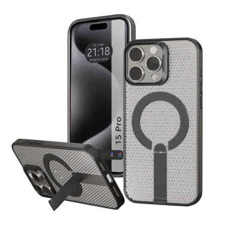 Funda para Iphone 15 Pro (6.1) con Disipación de Calor, Soporte Plegable y Anillo Magnético