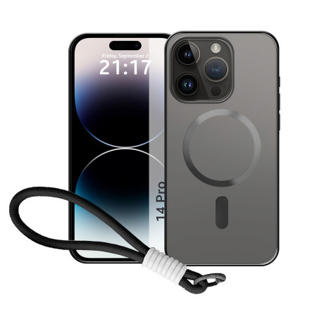 Funda Magnética para iPhone 14 Pro (6.1) Compatible con MagSafe, Borde Negro y Correa