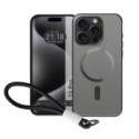 Funda Magnética para Iphone 15 Pro (6.1) Compatible con MagSafe, Borde Negro y Correa