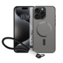 Funda Magnética para Iphone 15 Pro Max (6.7) Compatible con MagSafe, Borde Negro y Correa