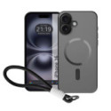 Funda Magnética para Iphone 16 (6.1) Compatible con MagSafe, Borde Negro y Correa