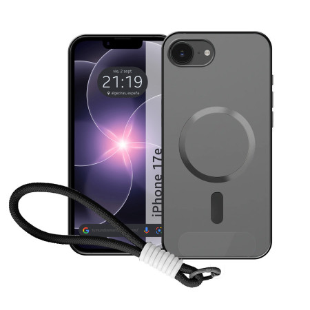 Funda Magnética para IPhone 17e (6.1) Compatible con MagSafe, Borde Negro y Correa
