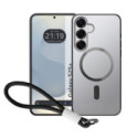 Funda Magnética para Samsung Galaxy S26+ Plus 5G Compatible con MagSafe, Borde Negro y Correa