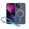 Funda Magnética para Iphone 13 (6.1) Compatible con MagSafe, Borde Azul y Correa