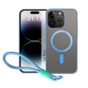 Funda Magnética para iPhone 14 Pro (6.1) Compatible con MagSafe, Borde Azul y Correa