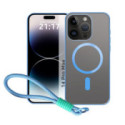 Funda Magnética para iPhone 14 Pro Max (6.7) Compatible con MagSafe, Borde Azul y Correa