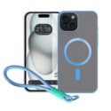 Funda Magnética para Iphone 15 (6.1) Compatible con MagSafe, Borde Azul y Correa