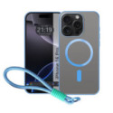 Funda Magnética para Iphone 16 Pro (6.3) Compatible con MagSafe, Borde Azul y Correa