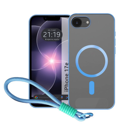 Funda Magnética para IPhone 17e (6.1) Compatible con MagSafe, Borde Azul y Correa