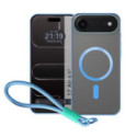 Funda Magnética para Iphone 17 Air (6.5) Compatible con MagSafe, Borde Azul y Correa