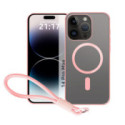Funda Magnética para iPhone 14 Pro Max (6.7) Compatible con MagSafe, Borde Rosa y Correa