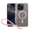 Funda Magnética para Iphone 16 Pro (6.3) Compatible con MagSafe, Borde Rosa y Correa