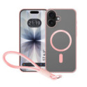 Funda Magnética para Iphone 17 (6.3) Compatible con MagSafe, Borde Rosa y Correa