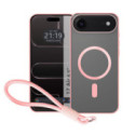 Funda Magnética para Iphone 17 Air (6.5) Compatible con MagSafe, Borde Rosa y Correa