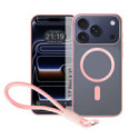 Funda Magnética para Iphone 17 Pro (6.3) Compatible con MagSafe, Borde Rosa y Correa