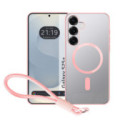 Funda Magnética para Samsung Galaxy S26+ Plus 5G Compatible con MagSafe, Borde Rosa y Correa