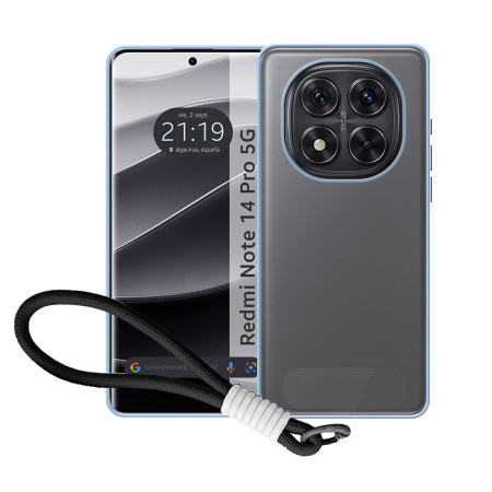 Funda para Xiaomi Redmi Note 14 Pro 5G con Borde Negro y Correa