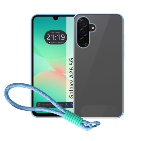 Funda para Samsung Galaxy A26 5G con Borde Azul y Correa
