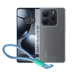 Funda para Xiaomi Redmi Note 14 5G con Borde Azul y Correa