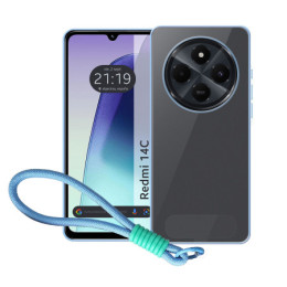 Funda para Xiaomi Redmi 14C con Borde Azul y Correa