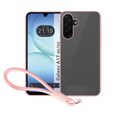 Funda para Samsung Galaxy A17 4G / 5G con Borde Rosa y Correa