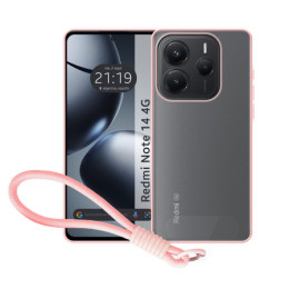 Funda para Xiaomi Redmi Note 14 5G con Borde Rosa y Correa