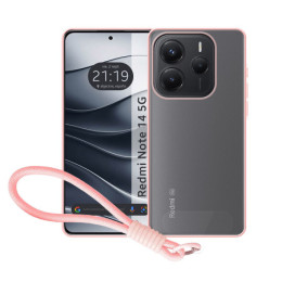 Funda para Xiaomi Redmi Note 14 4G con Borde Rosa y Correa