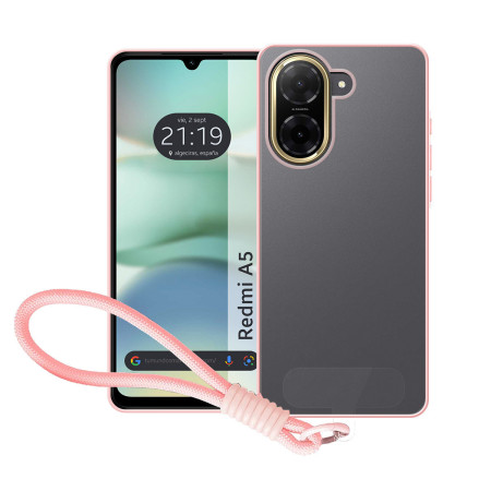 Funda para Xiaomi Redmi A5 con Borde Rosa y Correa