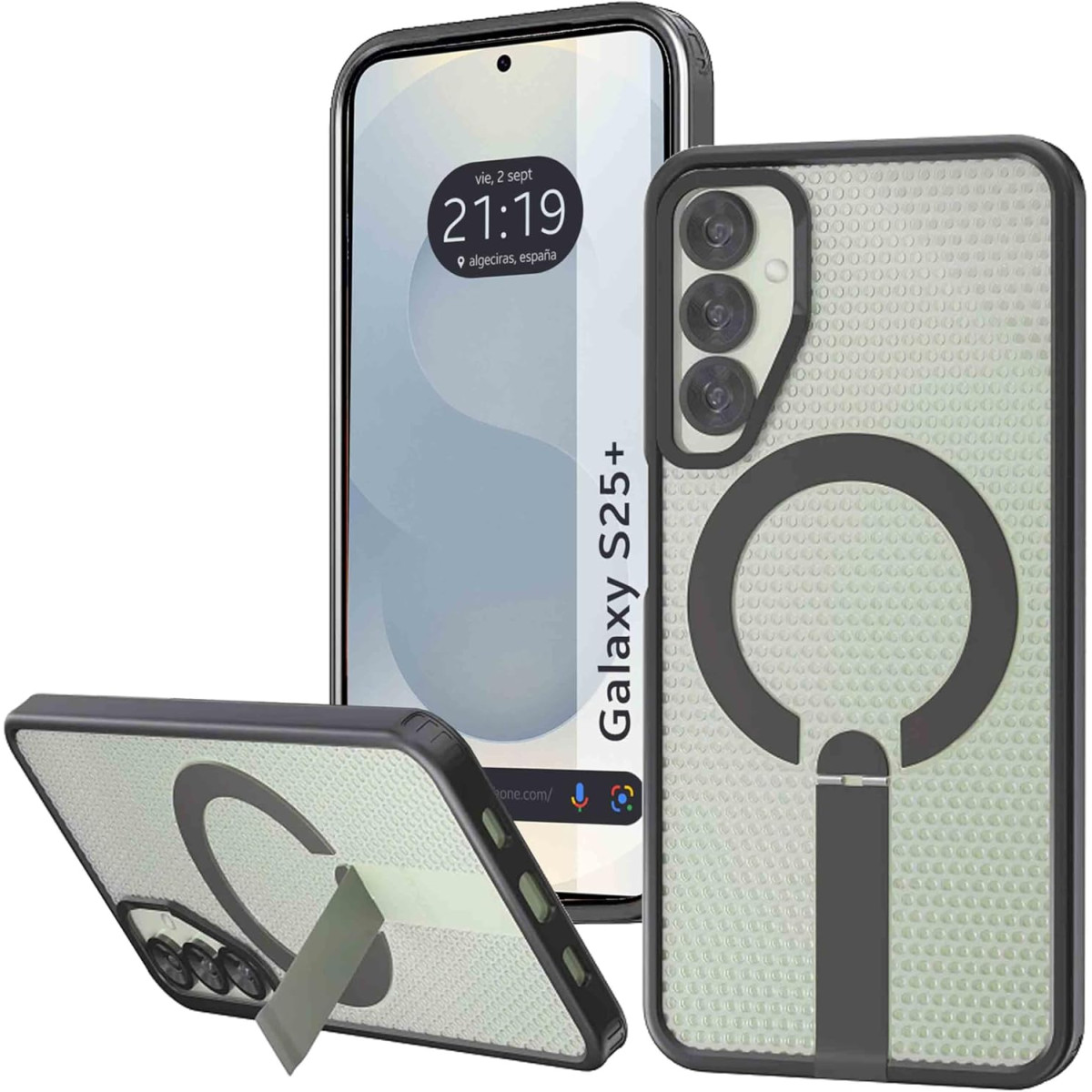 Funda para Samsung Galaxy S25+ Plus 5G con Disipación de Calor, Soporte Plegable y Anillo Magnético