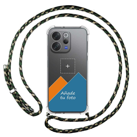 Personaliza tu Funda Colgante Transparente para Vivo V70 5G con Cordon Verde / Dorado Dibujo Personalizada