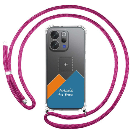 Personaliza tu Funda Colgante Transparente para Vivo V70 5G con Cordon Rosa Fucsia Dibujo Personalizada