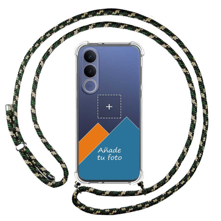 Personaliza tu Funda Colgante Transparente para Vivo V70 FE con Cordon Verde / Dorado Dibujo Personalizada