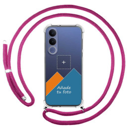 Personaliza tu Funda Colgante Transparente para Vivo V70 FE con Cordon Rosa Fucsia Dibujo Personalizada