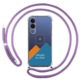 Personaliza tu Funda Colgante Transparente para Vivo V70 FE con Cordon Morado Dibujo Personalizada