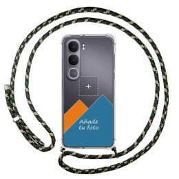 Personaliza tu Funda Colgante Transparente para Vivo Y31 5G / Y21d con Cordon Verde / Dorado Dibujo Personalizada