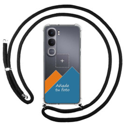 Personaliza tu Funda Colgante Transparente para Vivo Y31 5G / Y21d con Cordon Negro Dibujo Personalizada
