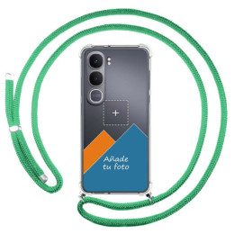 Personaliza tu Funda Colgante Transparente para Vivo Y31 5G / Y21d con Cordon Verde Agua Dibujo Personalizada