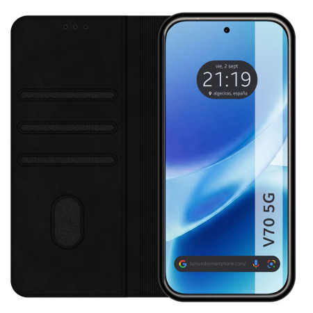 Funda Libro de Polipiel con tarjetero para Vivo V70 5G color Negra
