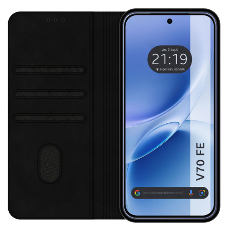 Funda Libro de Polipiel con tarjetero para Vivo V70 FE color Negra