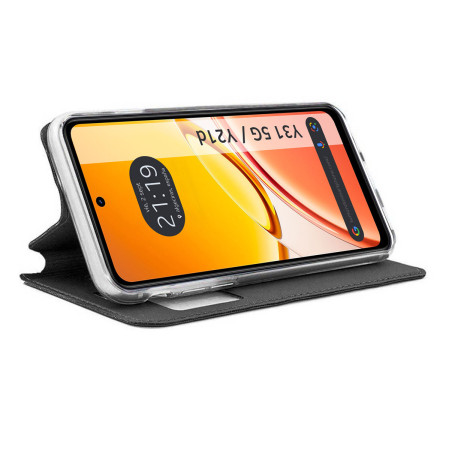 Funda Libro Soporte con Ventana para Vivo Y31 5G / Y21d color Negra