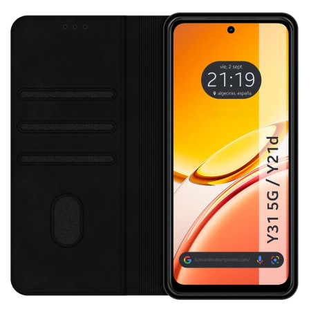 Funda Libro de Polipiel con tarjetero para Vivo Y31 5G / Y21d color Negra