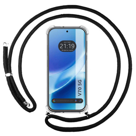 Funda Colgante Transparente para Vivo V70 5G con Cordon Negro