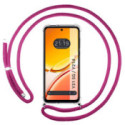 Funda Colgante Transparente para Vivo Y31 5G / Y21d con Cordon Rosa Fucsia
