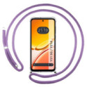 Funda Colgante Transparente para Vivo Y31 5G / Y21d con Cordon Morado