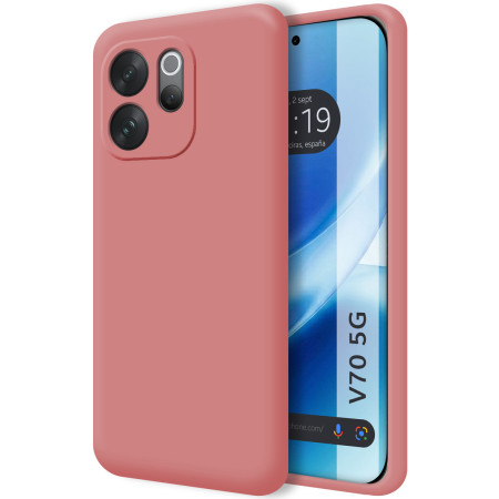 Funda Silicona Líquida Ultra Suave para Vivo V70 5G color Rosa