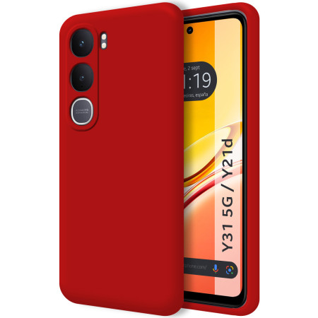Funda Silicona Líquida Ultra Suave para Vivo Y31 5G / Y21d color Roja